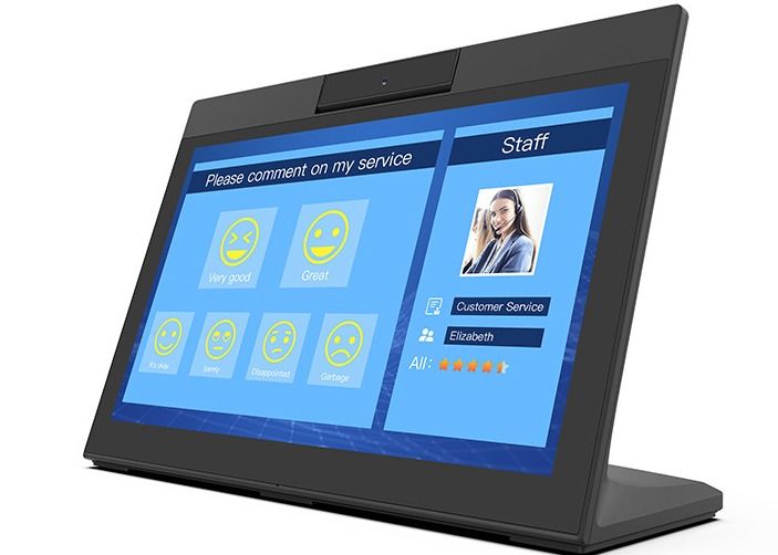 NFC 계약금을 주문하는 14 인치 Ｌ 형태 12V LCD 안드로이드 타블렛 레스트로랑