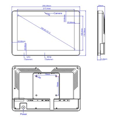 안드로이드 11 터치 스크린 디지털 사이니지 회의실 디스플레이 태블릿, NFC 및 LED 라이트 바 포함