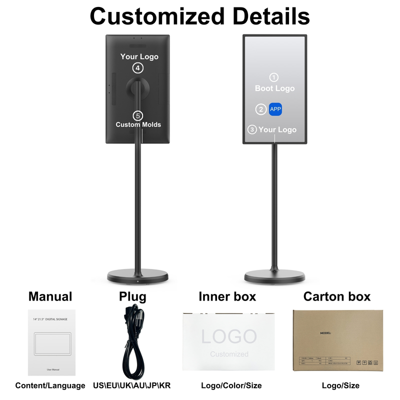 24인치 32인치 인셀 스크린 디스플레이 LCD 터치 스크린 안드로이드 13 광고 디지털 사이니지 체인 레스토랑 및 음료 상점