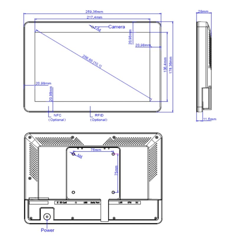 안드로이드 11 터치 스크린 디지털 사이니지 회의실 디스플레이 태블릿, NFC 및 LED 라이트 바 포함