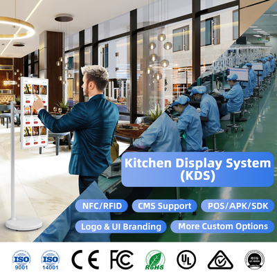 OEM/ODM 커스터마이징 RK3588S2/RK3588 안드로이드 13 24 인치 바닥 서 있는 디지털 사이니지 스크린 부엌 디스플레이 시스템 레스토랑